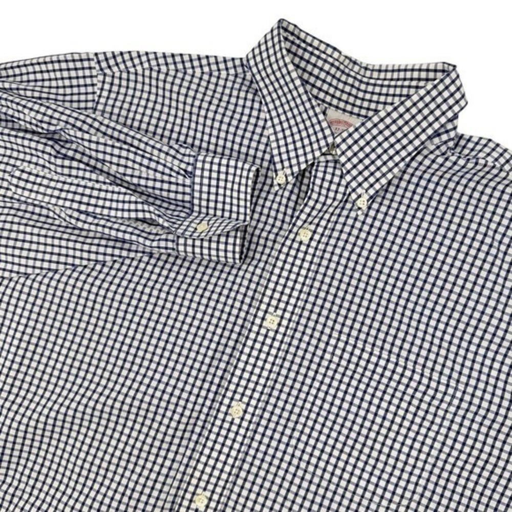 Brooks Brothers‎ Mens XL 17-36 Button Up Long Sleeve Dress Shirt Check Business